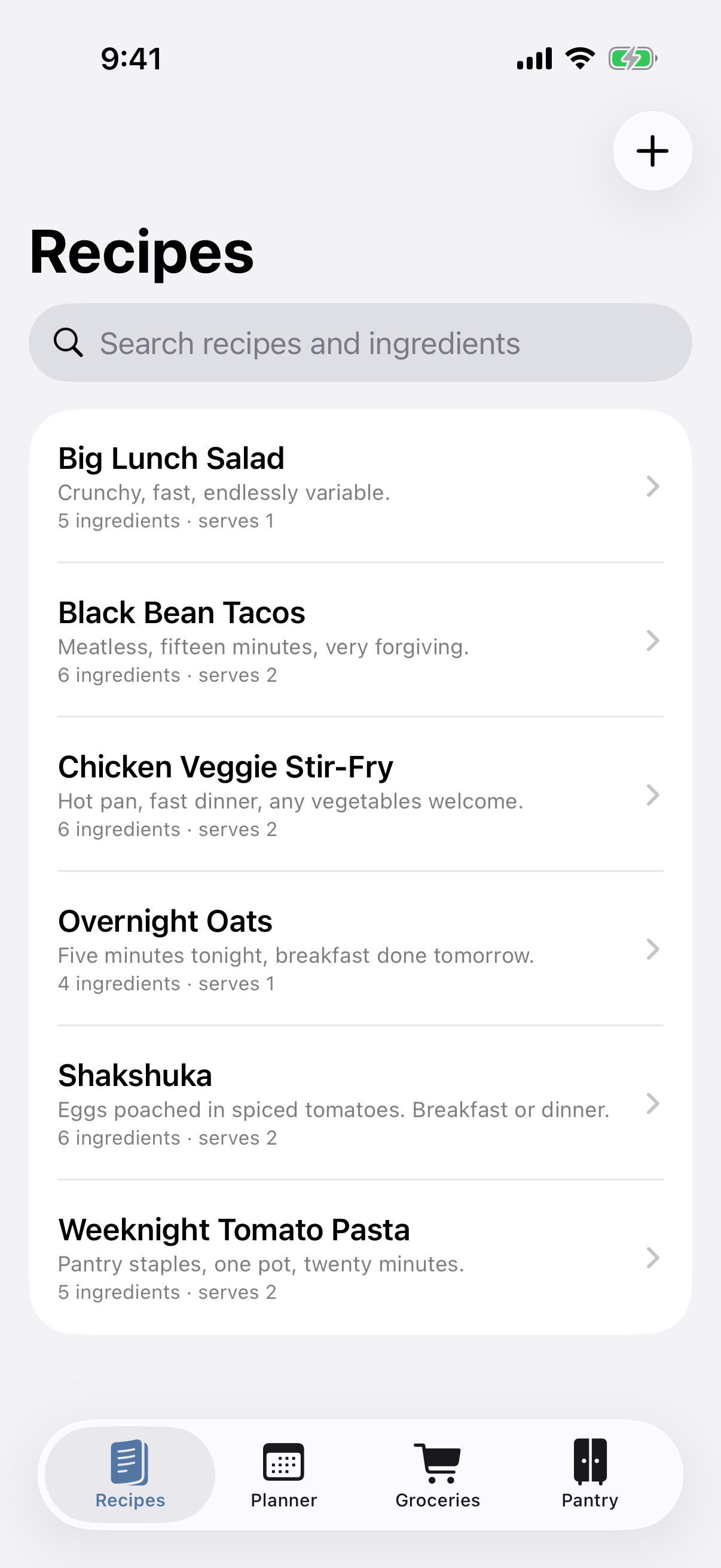 MealStack recipe library