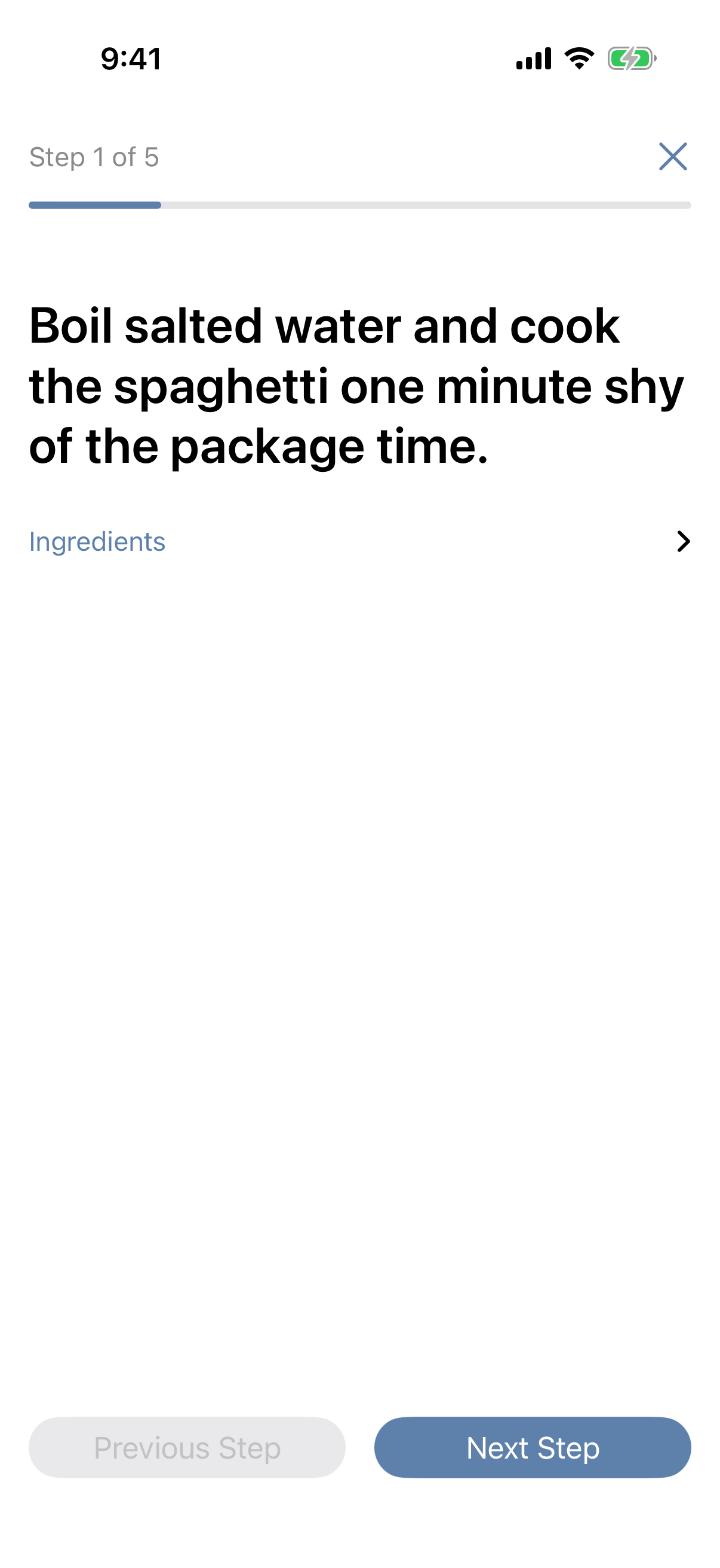 MealStack full-screen cooking mode